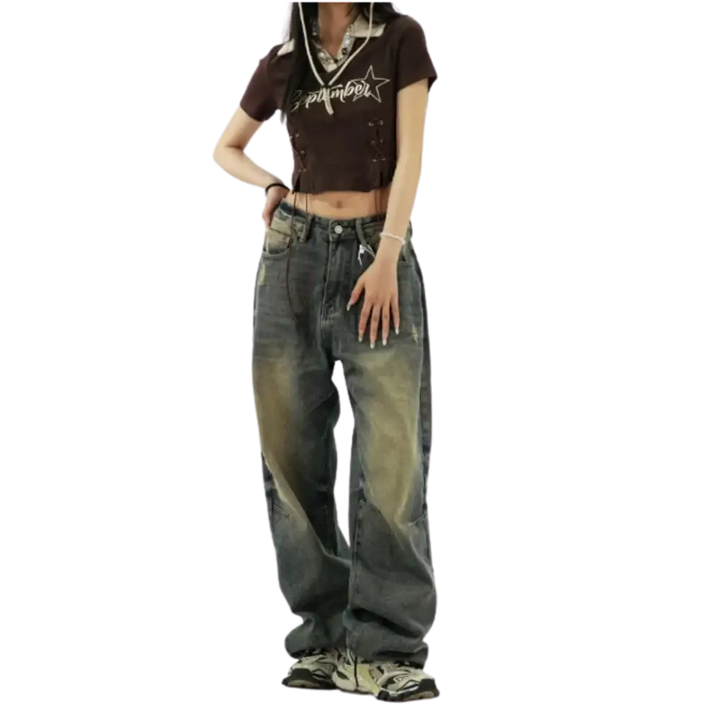 Light blue y2k baggy jeans for urban fashion lovers