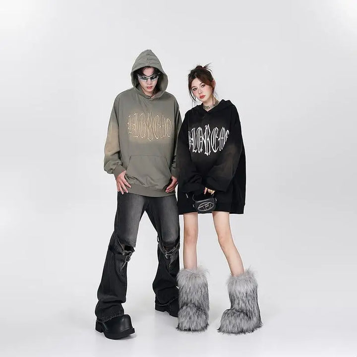 Washed oversized hoodie in y2k streetwear style for everyday comfort - hoodies