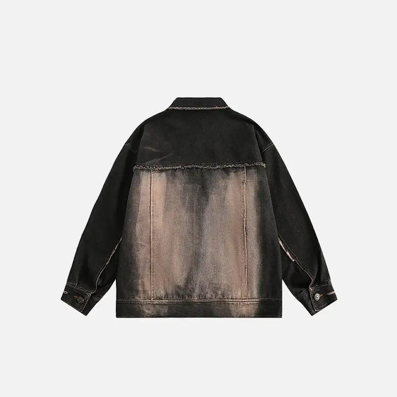 Y2k washed tie-dye denim jacket for trendy streetwear style