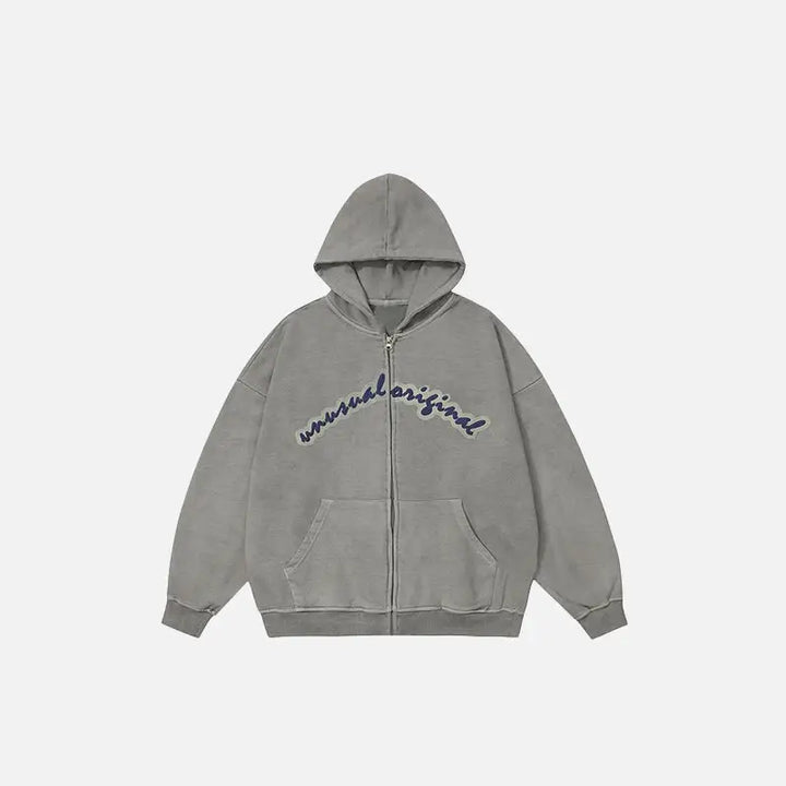 Y2k washed zip hoodie from the streetwear collection - gray / m - hoodies