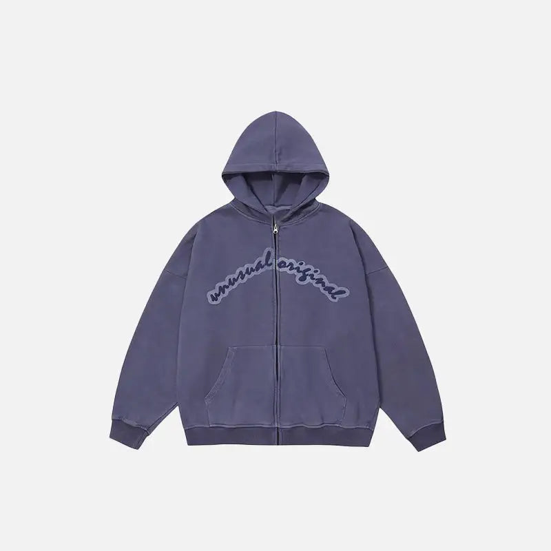 Y2k washed zip hoodie from the streetwear collection - purple / m - hoodies