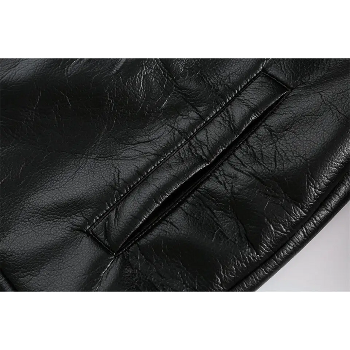 Color block waterproof leather varsity jacket for y2k style - jackets