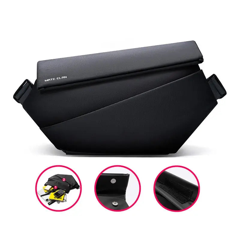 Durable oxford crossbody bag with adjustable straps and interior compartment - simple-oxford-black - cross body bag