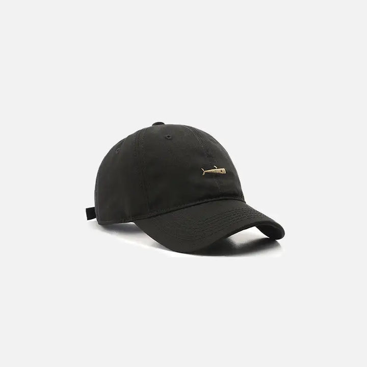 Y2k whale cap for stylish streetwear enthusiasts - black golden / one size - baseball cap