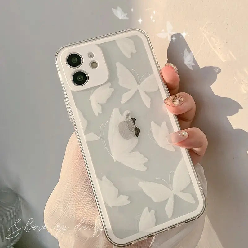 Y2k white butterfly iphone case for stylish protection - cases