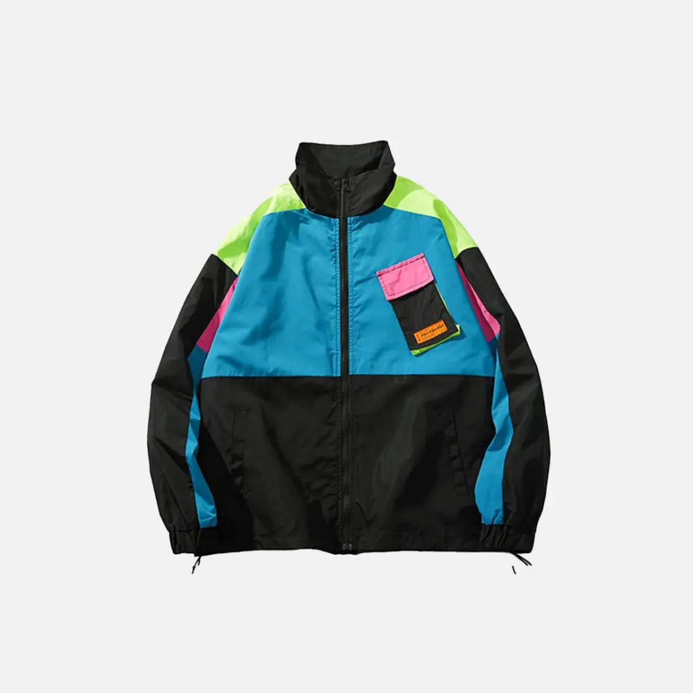 Y2k windbreaker track jacket for retro style and comfort - black / m - jackets
