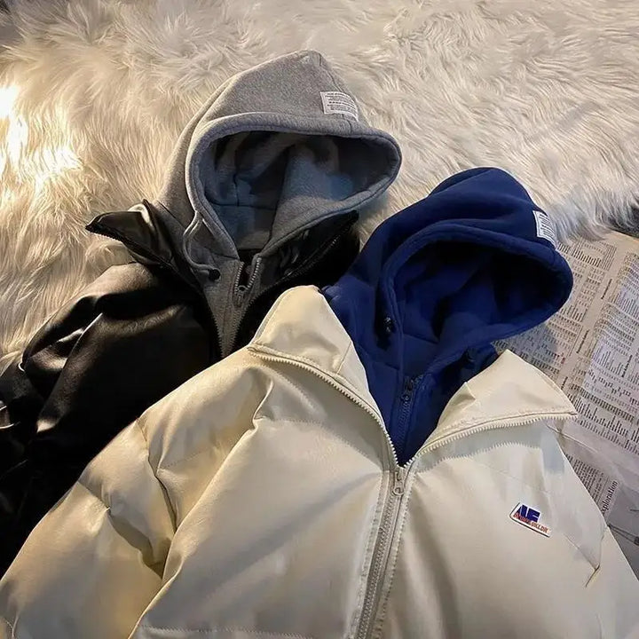 Winter loose pu leather jacket from y2k streetwear collection - puffer jackets