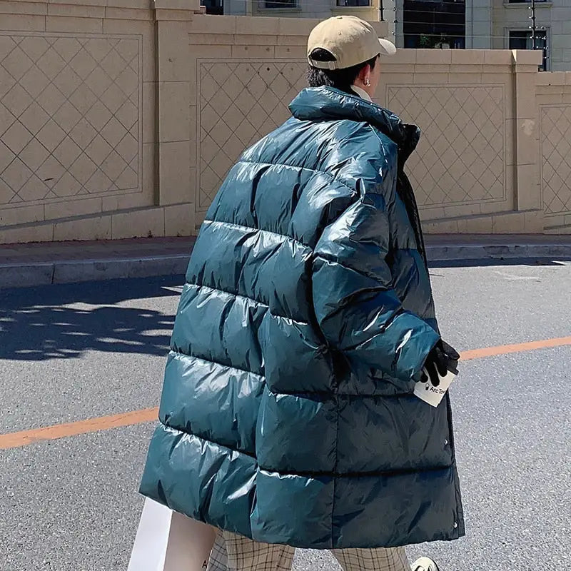 Winter oversized puffer jacket for y2k style and warmth