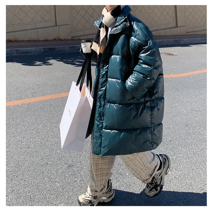 Winter oversized puffer jacket for y2k style and warmth