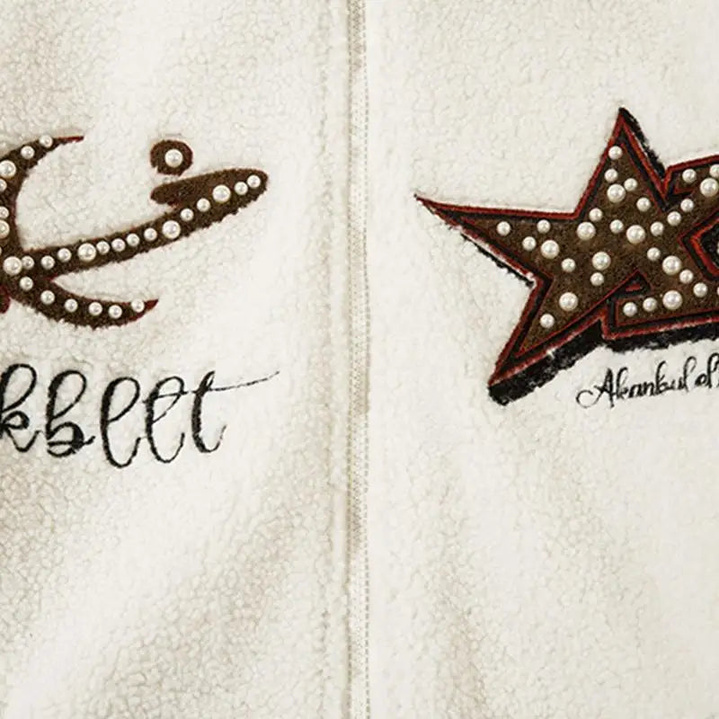 Winter star y2k fleece zipped jacket for comfort and style