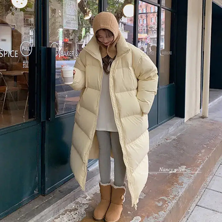 Y2k long quilted jacket in luxurious soft fabric - puffer