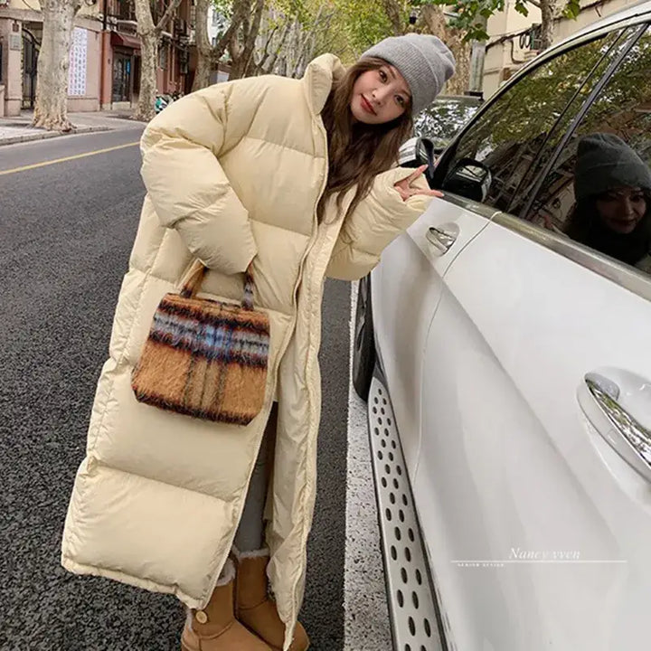 Y2k long quilted jacket in luxurious soft fabric - puffer