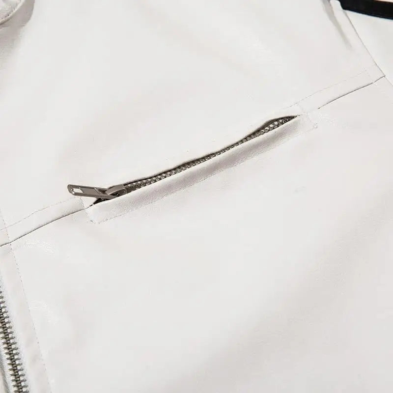 Y2k women’s leather cropped running jacket for stylish outerwear - racing jackets