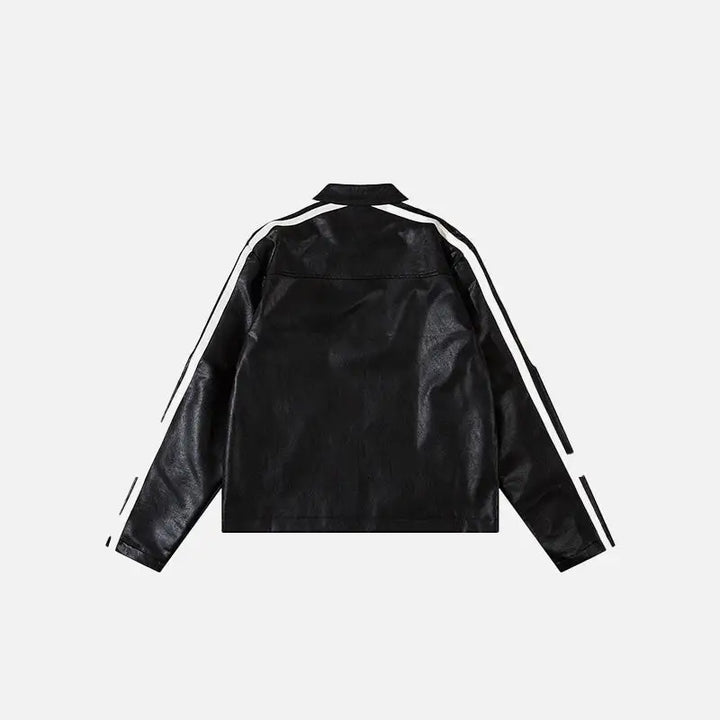 Y2k women’s leather cropped running jacket for stylish outerwear - racing jackets