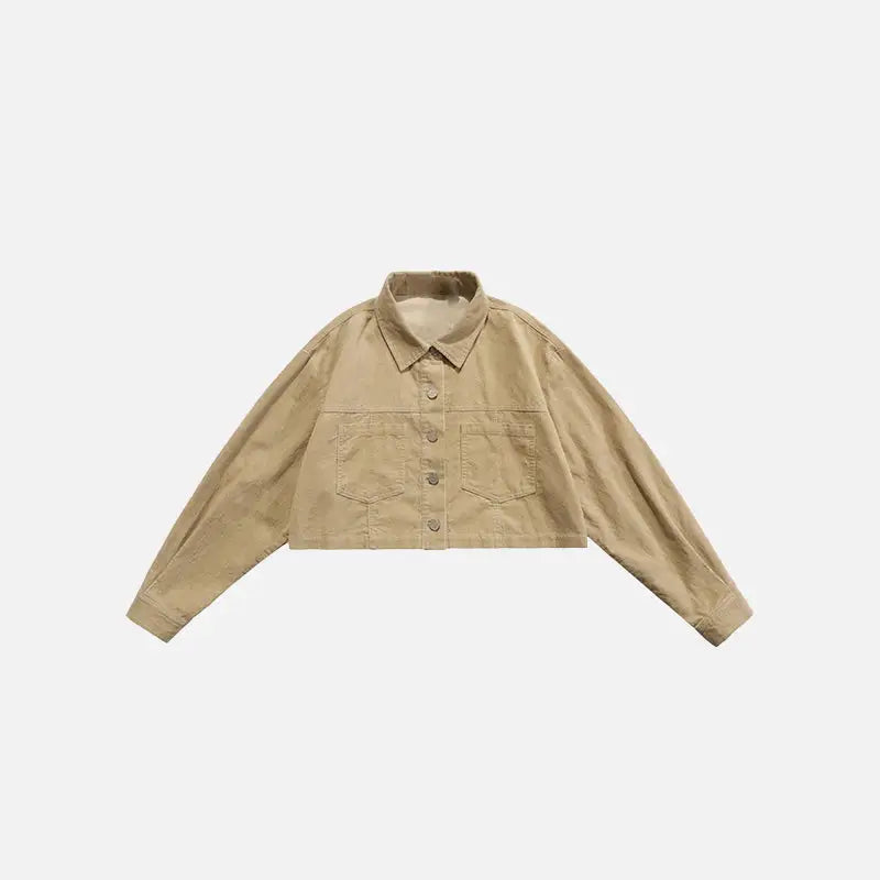 Y2k jackets in premium cotton with elegant lapel collar - khaki / s - jacket