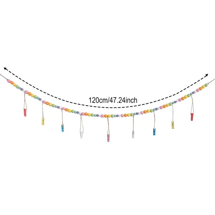 Wooden beads wall hanging photo display for your favorite memories - c