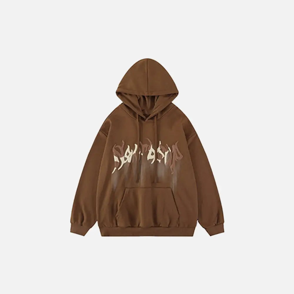 Y2k retro wood print hoodie for trendy streetwear fans - brown / s - hoodies