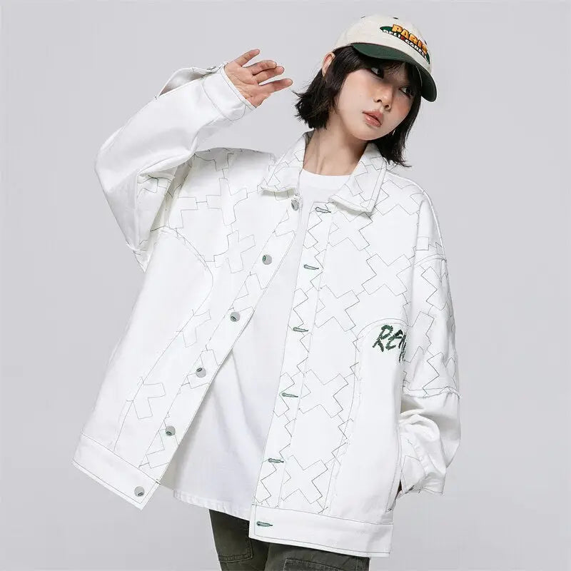 X mark y2k white varsity jacket for fashion-forward style