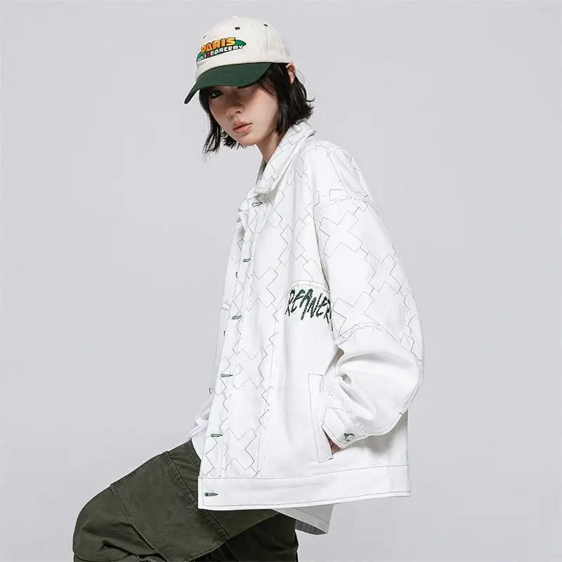 X mark y2k white varsity jacket for fashion-forward style