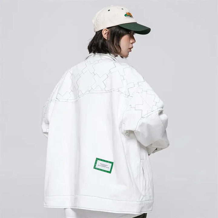 X mark y2k white varsity jacket for fashion-forward style