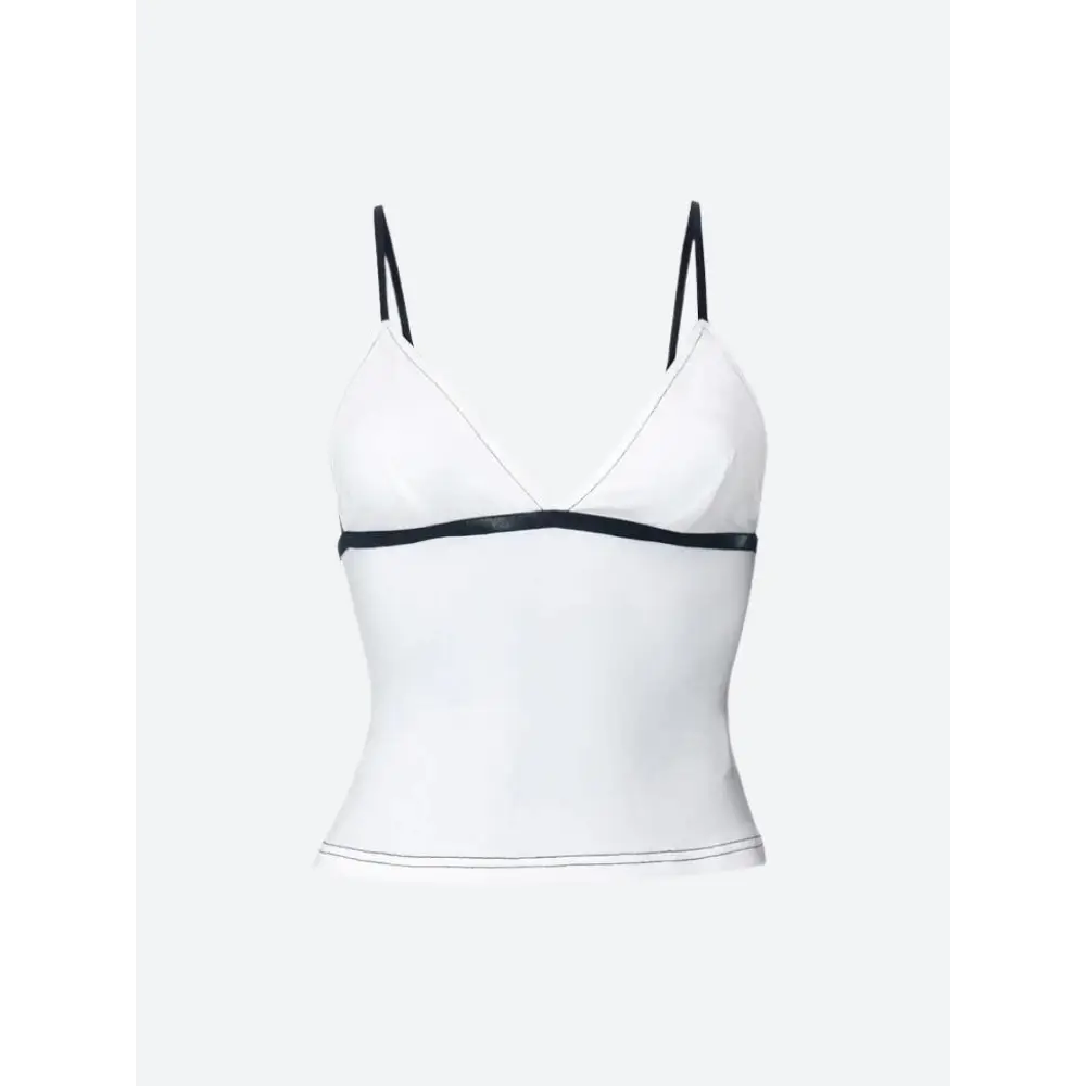 Y2k-inspired slim fit top with plunging neckline and contrast detailing