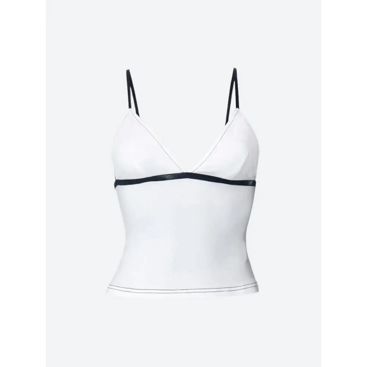 Y2k-inspired slim fit top with plunging neckline and contrast detailing