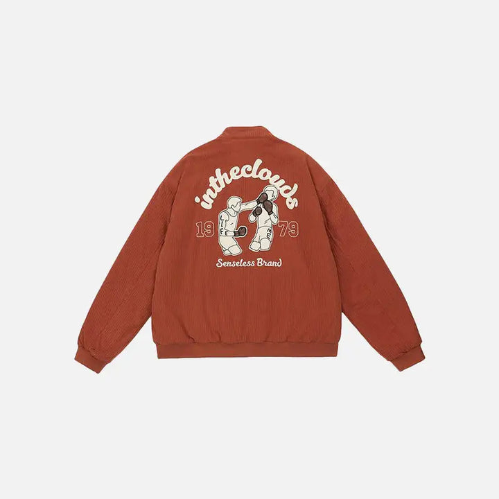 Y2k loose boxing jacket with stand-up collar and comfortable fit