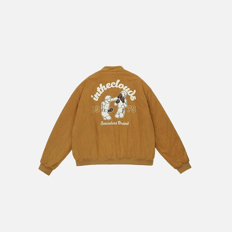 Y2k loose boxing jacket with stand-up collar and comfortable fit