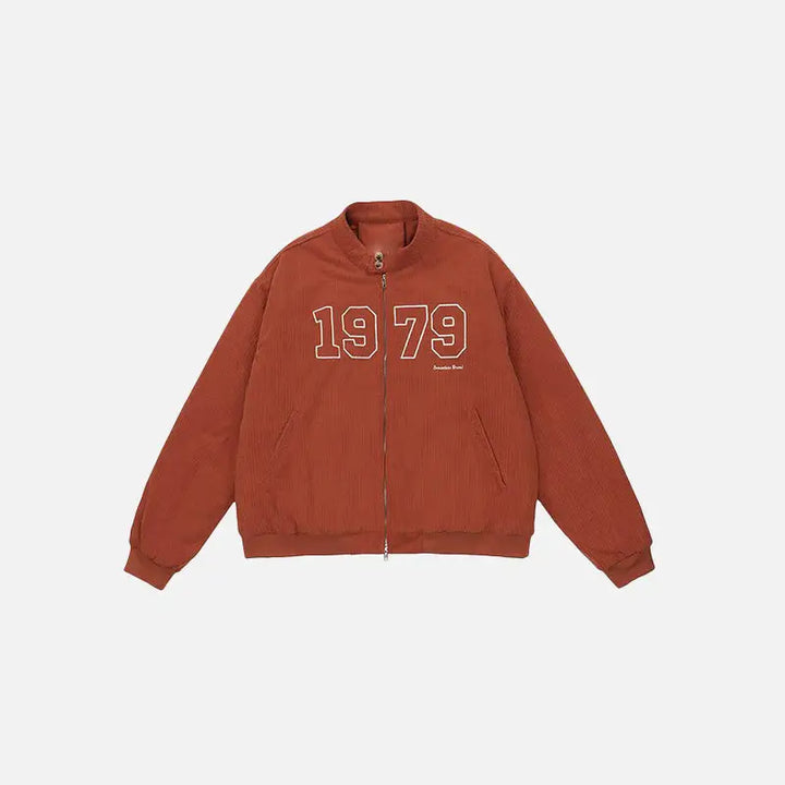 Y2k loose boxing jacket with stand-up collar and comfortable fit - red / s