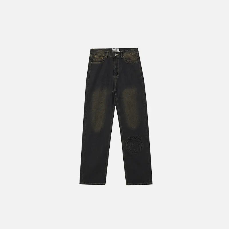 Y2k loose washed denim set with stylish lapel collar - cement grey / m - jacket