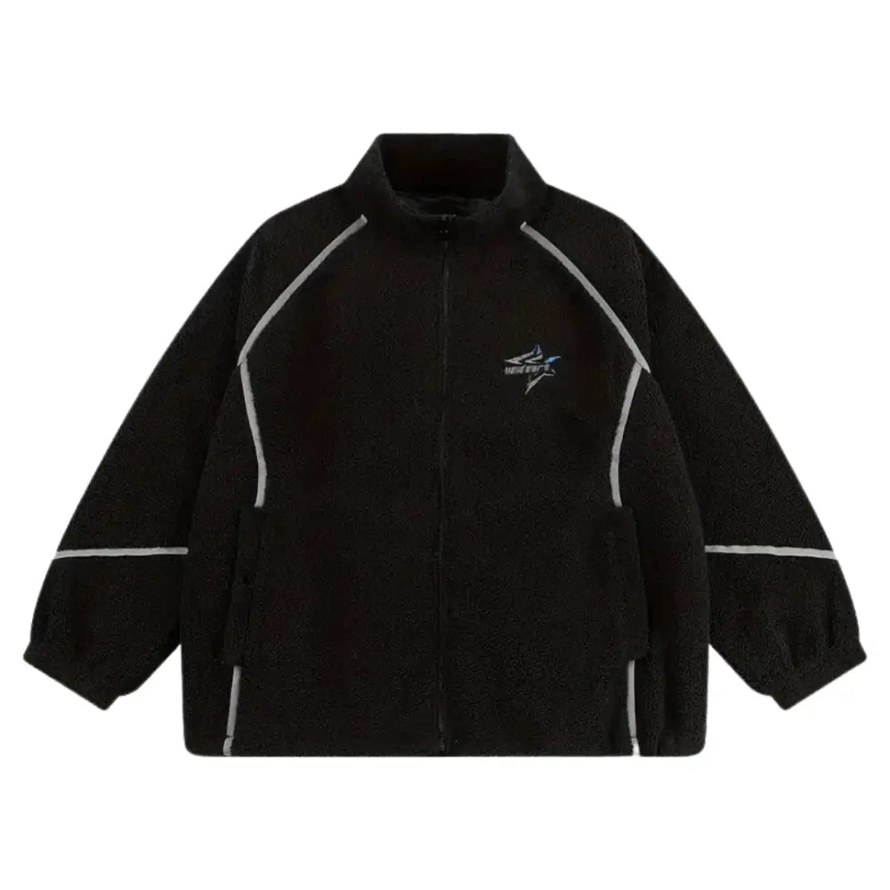 Y2k teddy fleece special contours for ultimate urban comfort - black / s