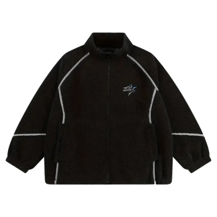 Y2k teddy fleece special contours for ultimate urban comfort - black / s