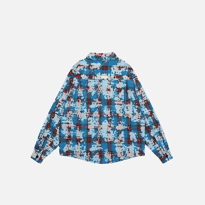 Y2k cotton zip-up jacket with star embroidery - denim