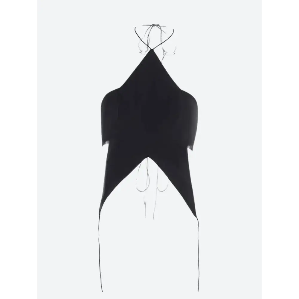 Y2k-inspired backless top with lace-up detail - black / one size - crop