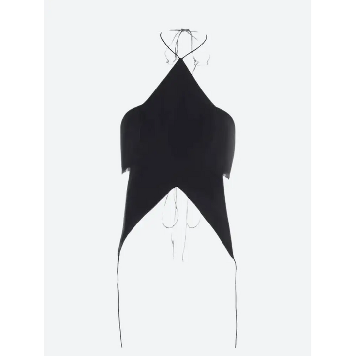 Y2k-inspired backless top with lace-up detail - black / one size - crop