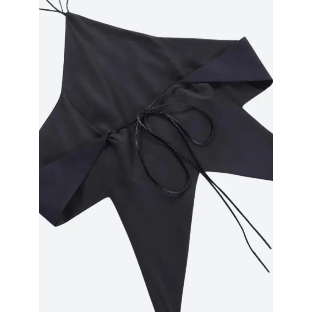 Y2k-inspired backless top with lace-up detail - black / one size - crop