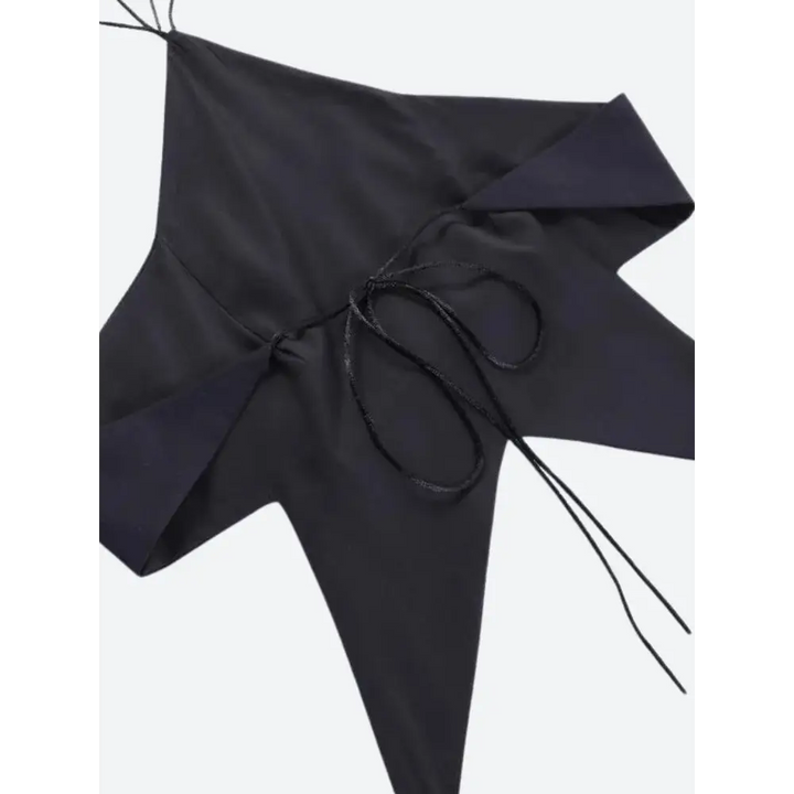 Y2k-inspired backless top with lace-up detail - black / one size - crop