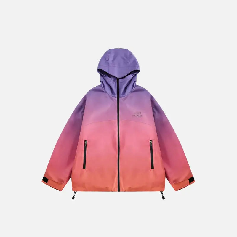 Y2k tie dye rainbow zip-up windbreaker for lightweight comfort - red / m - jackets