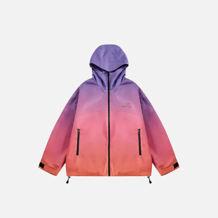 Y2k tie dye rainbow zip-up windbreaker for lightweight comfort - red / m - jackets