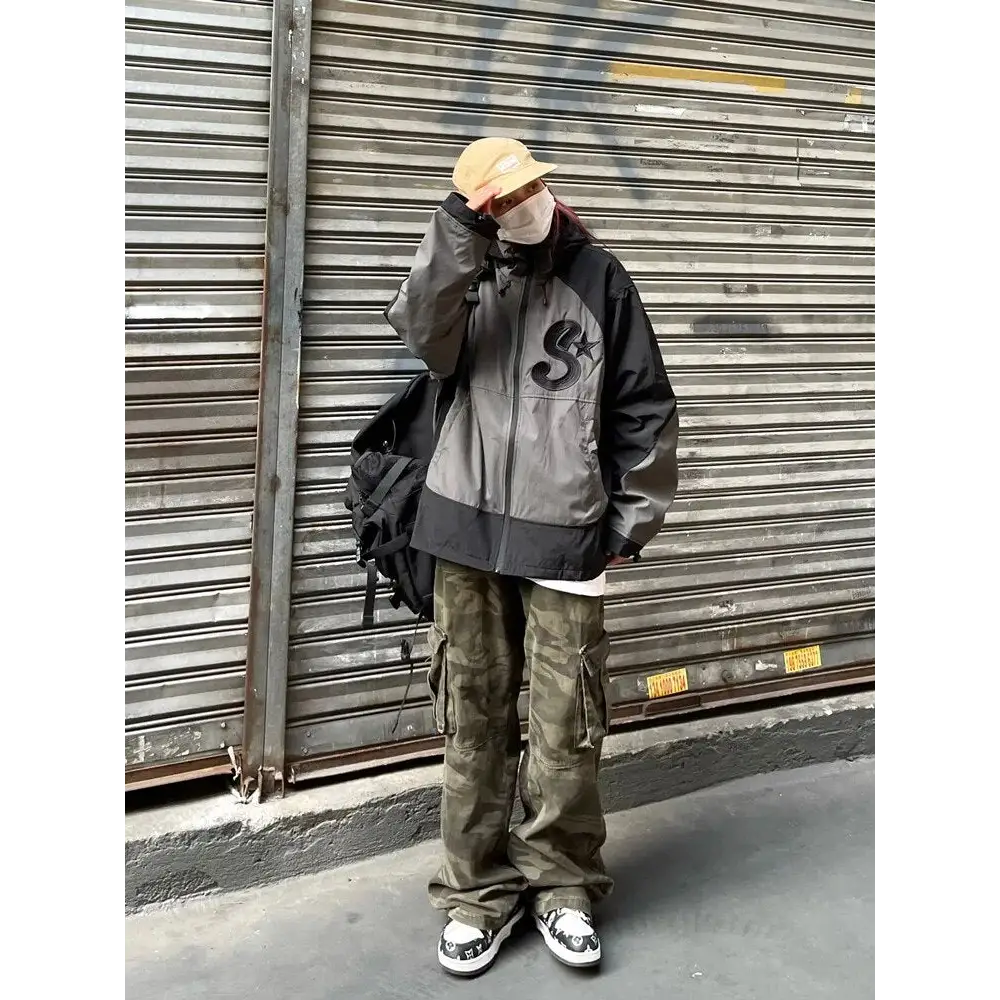 Y2k windbreaker jacket with vintage embroidery for style and comfort - jackets