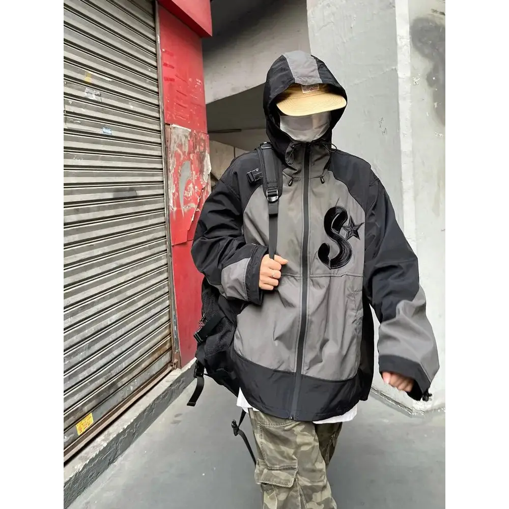 Y2k windbreaker jacket with vintage embroidery for style and comfort - jackets