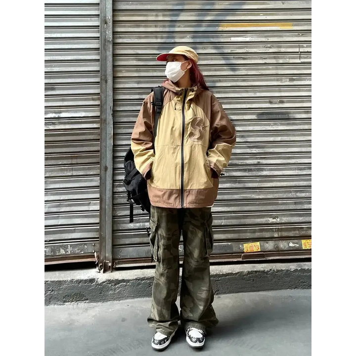 Y2k windbreaker jacket with vintage embroidery for style and comfort - jackets