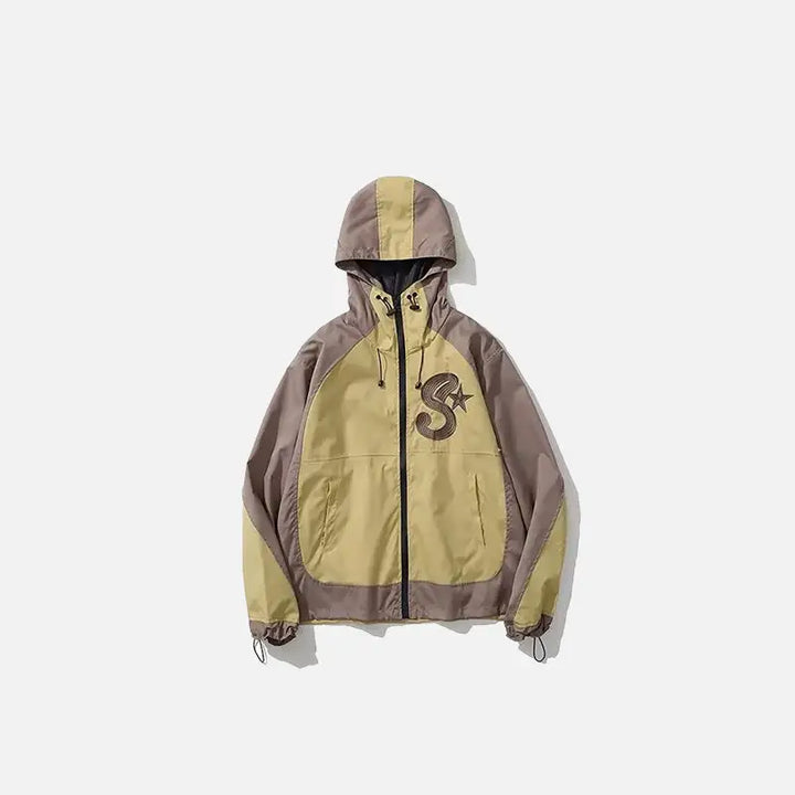 Y2k windbreaker jacket with vintage embroidery for style and comfort - khaki / m - jackets