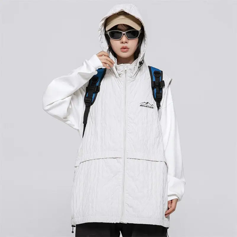 Y2k windbreaker hooded jacket in premium nylon and polyester