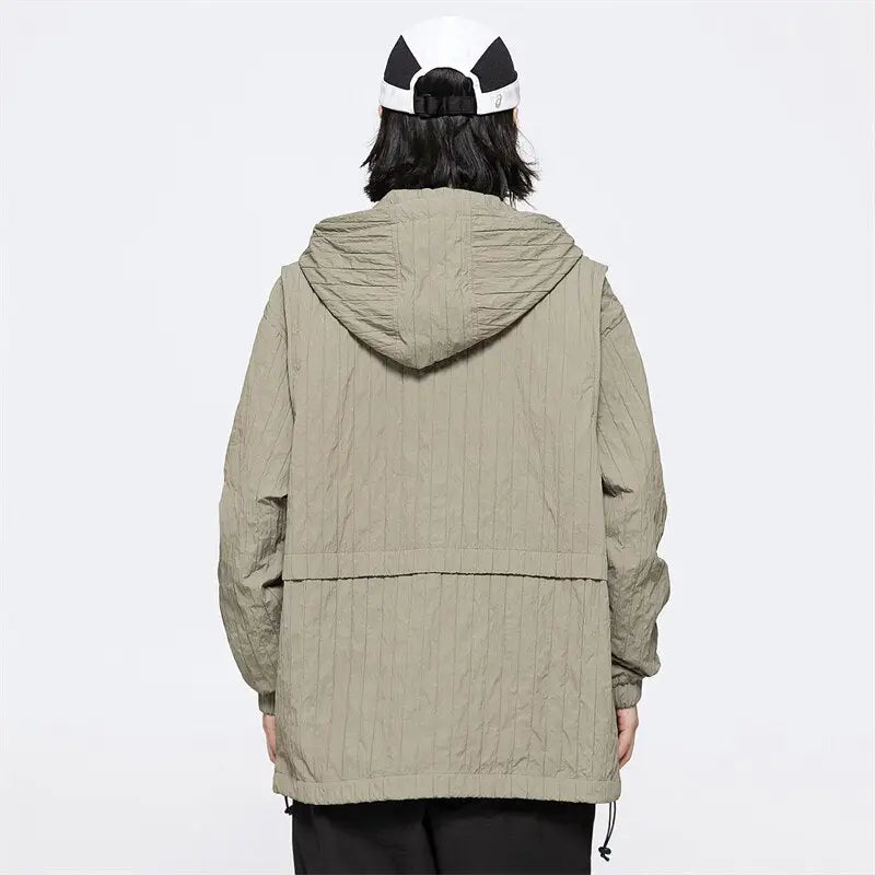 Y2k windbreaker hooded jacket in premium nylon and polyester