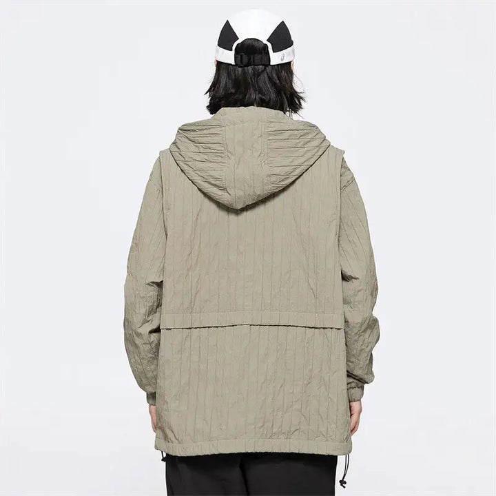 Y2k windbreaker hooded jacket in premium nylon and polyester