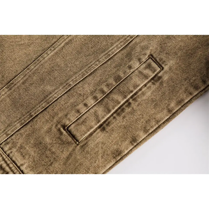 Y2k yellow multi-pocket denim jacket with military-style pockets