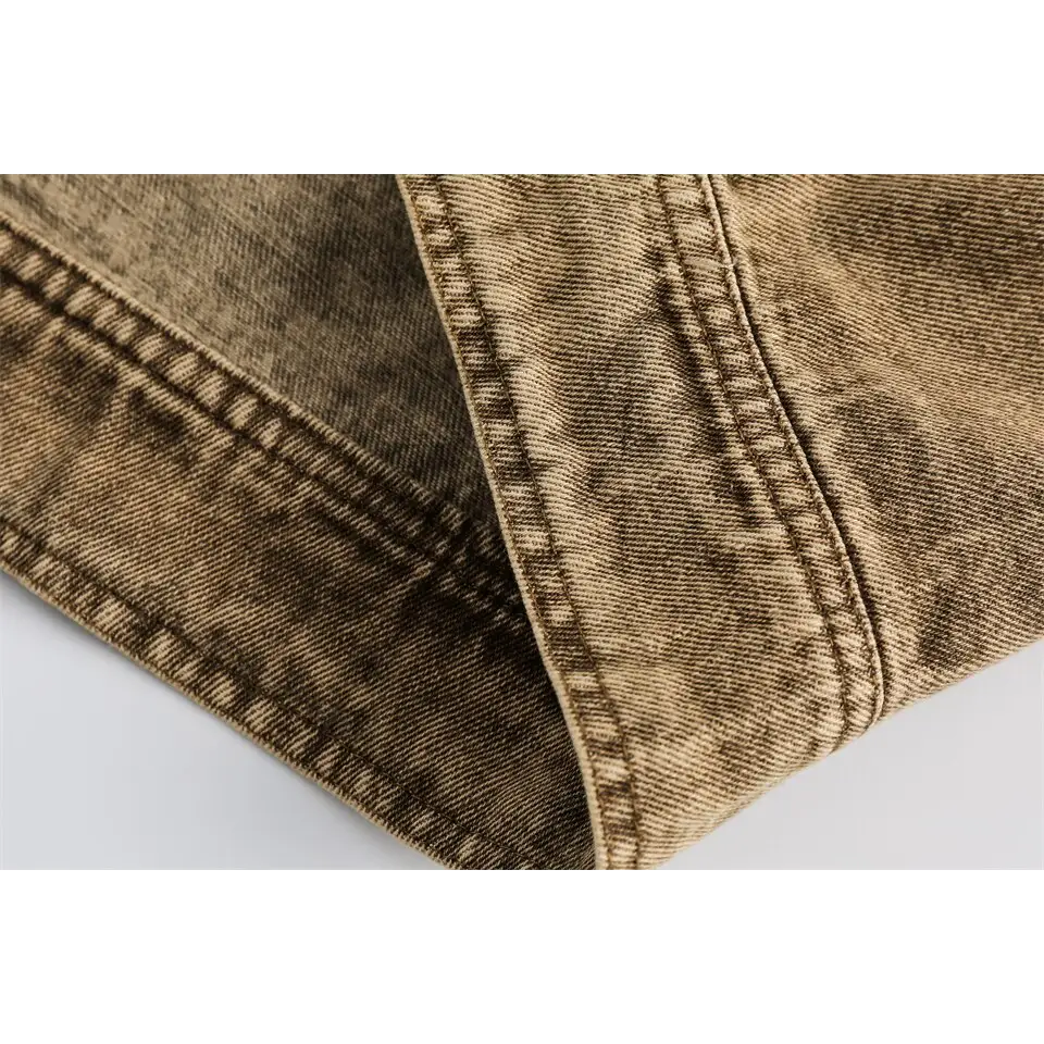 Y2k yellow multi-pocket denim jacket with military-style pockets