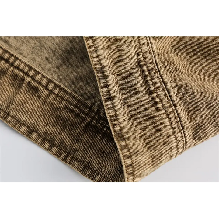 Y2k yellow multi-pocket denim jacket with military-style pockets