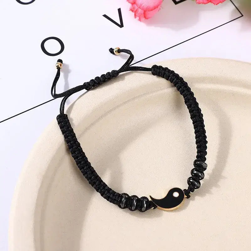 Yin yang y2k couple bracelet for fashion-forward duos - black - necklace